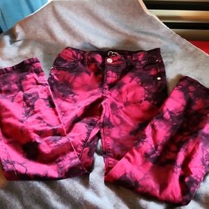 Kids size 10 Art Class flared jeans tie dye black and red